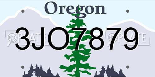 3JO7879 Oregon License Plate