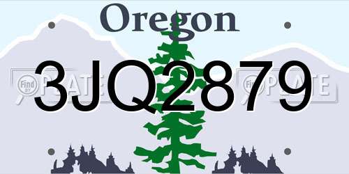 3JQ2879 Oregon License Plate
