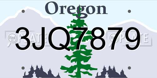 3JQ7879 Oregon License Plate
