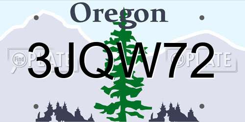 3JQW72 Oregon License Plate