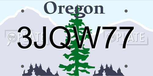 3JQW77 Oregon License Plate