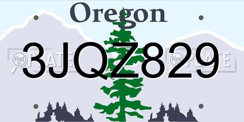 3JQZ829 Oregon License Plate