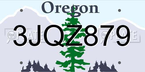 3JQZ879 Oregon License Plate