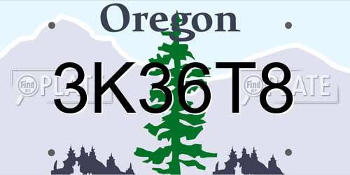 3K36T8 Oregon License Plate