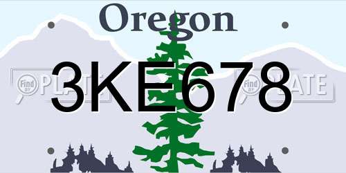 3KE678 Oregon License Plate