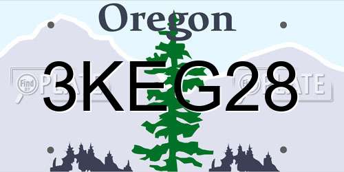 3KEG28 Oregon License Plate