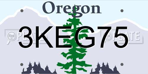 3KEG75 Oregon License Plate