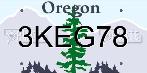 3KEG78 Oregon License Plate