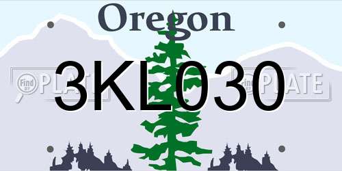 3KL030 Oregon License Plate