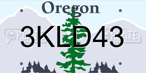 3KLD43 Oregon License Plate