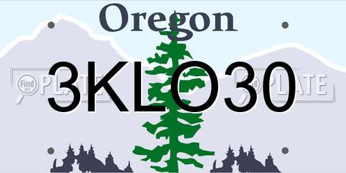 3KLO30 Oregon License Plate