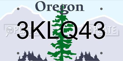3KLQ43 Oregon License Plate