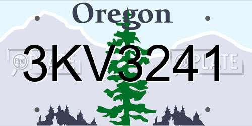 3KV3241 Oregon License Plate