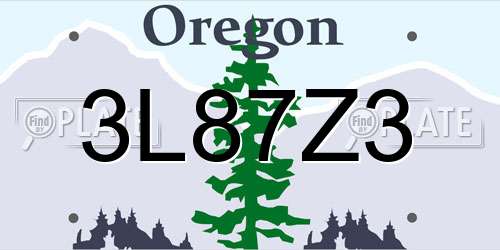 3L87Z3 Oregon License Plate