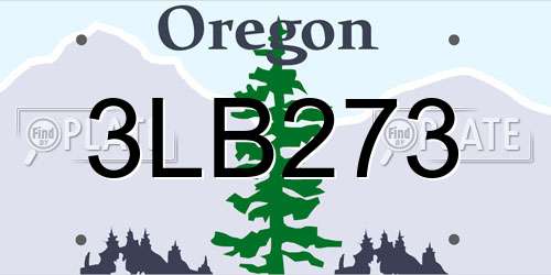 3LB273 Oregon License Plate