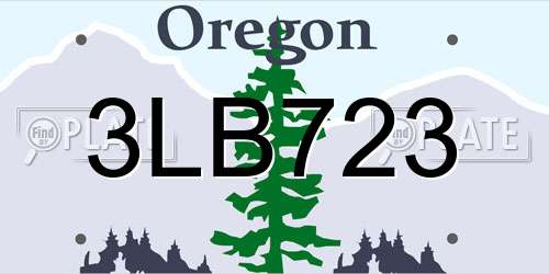 3LB723 Oregon License Plate