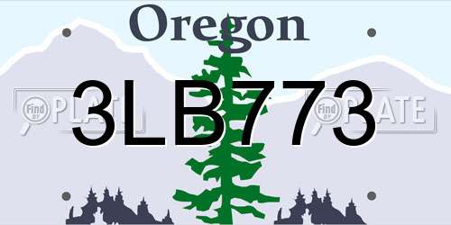 3LB773 Oregon License Plate