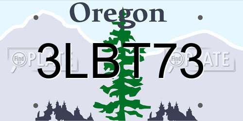 3LBT73 Oregon License Plate
