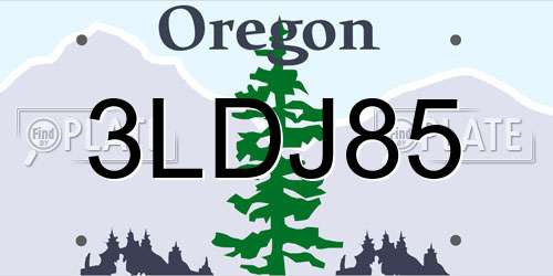 3LDJ85 Oregon License Plate