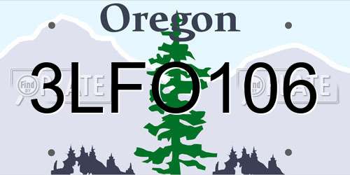 3LFO106 Oregon License Plate