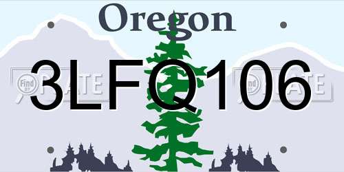3LFQ106 Oregon License Plate