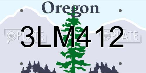 3LM412 Oregon License Plate