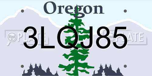 3LQJ85 Oregon License Plate