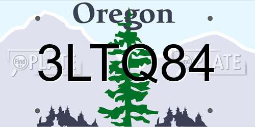 3LTQ84 Oregon License Plate