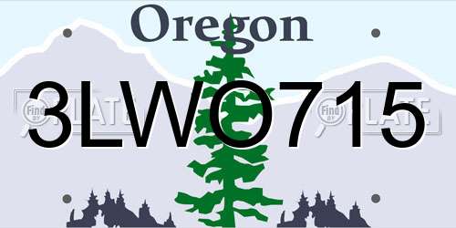 3LWO715 Oregon License Plate
