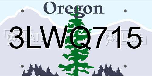 3LWQ715 Oregon License Plate