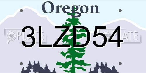 3LZD54 Oregon License Plate