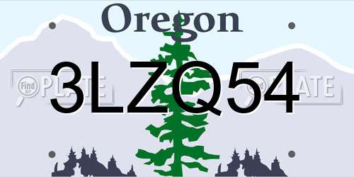 3LZQ54 Oregon License Plate