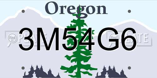 3M54G6 Oregon License Plate