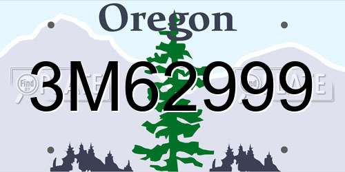 3M62999 Oregon License Plate