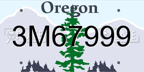 3M67999 Oregon License Plate