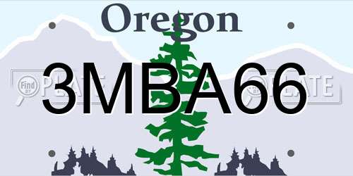 3MBA66 Oregon License Plate