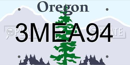 3MEA94 Oregon License Plate