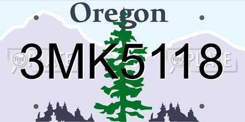 3MK5118 Oregon License Plate
