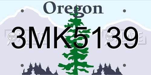 3MK5139 Oregon License Plate