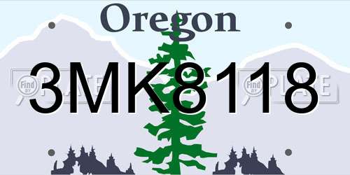 3MK8118 Oregon License Plate