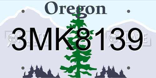 3MK8139 Oregon License Plate