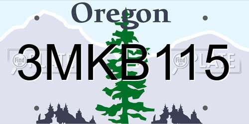 3MKB115 Oregon License Plate
