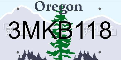 3MKB118 Oregon License Plate