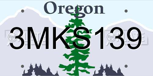 3MKS139 Oregon License Plate