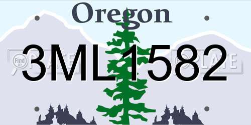 3ML1582 Oregon License Plate