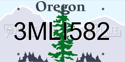 3MLI582 Oregon License Plate