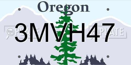 3MVH47 Oregon License Plate