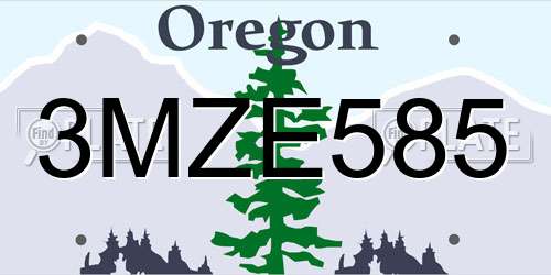 3MZE585 Oregon License Plate