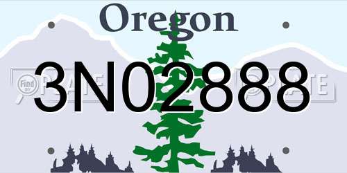 3N02888 Oregon License Plate