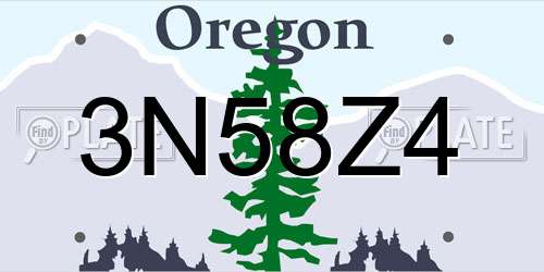 3N58Z4 Oregon License Plate